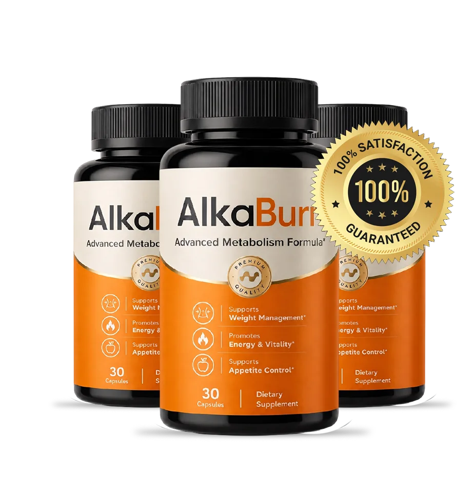 AlkaBurn bottles with the 100% satisfaction guaranteed seal