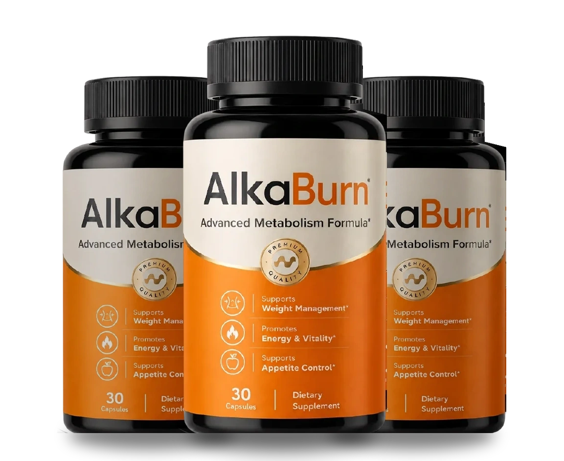 AlkaBurn 3-bottle metabolism supplement package